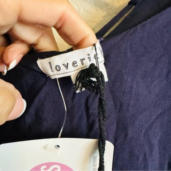 Loveriche Navy Bell Sleeve Criss-Cross Cutout Back Fairytale Dress Sz Small - Picture 6 of 12